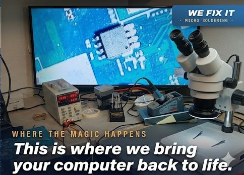TM Computers microsoldering station — board-level computer repair in Salt Lake City
